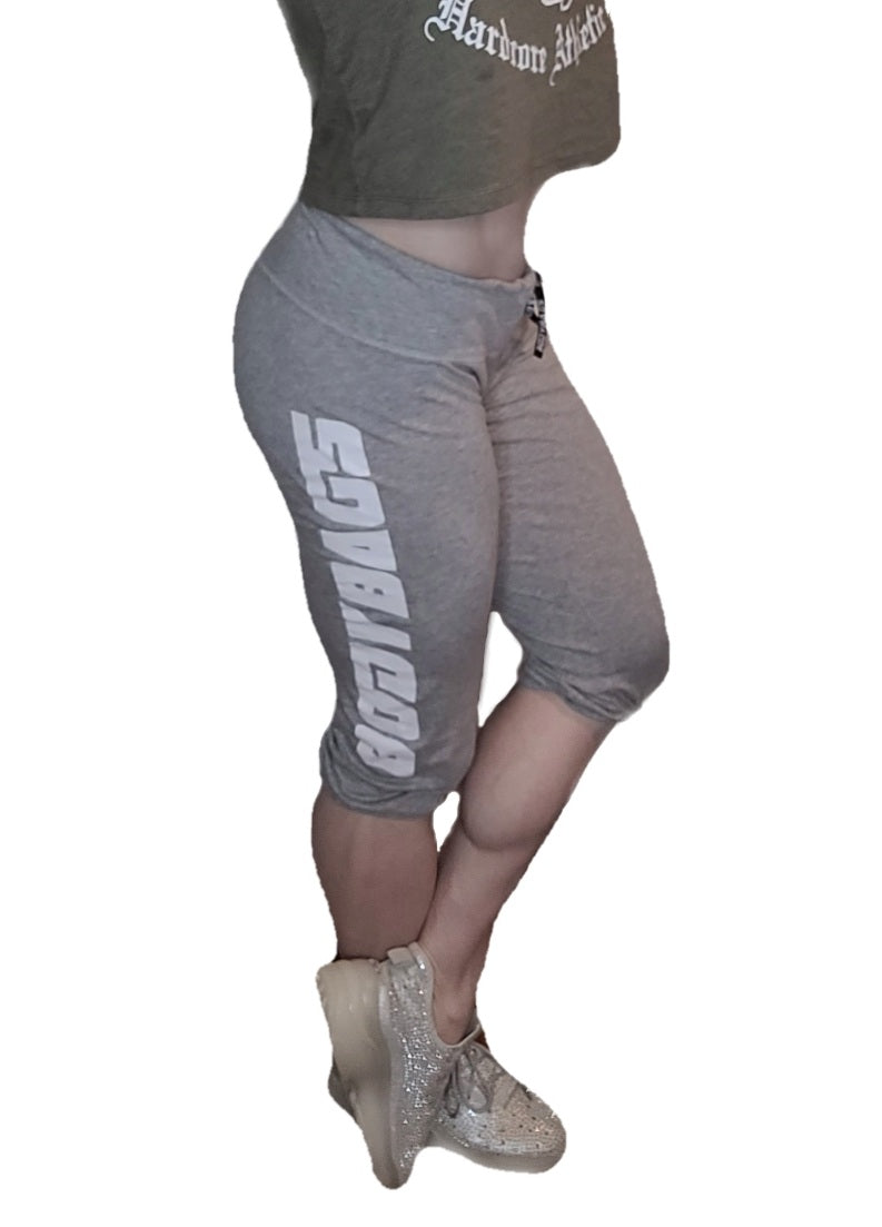Ladies Drawstring Capri Sweats - Gray