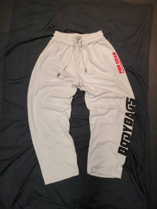 Pro-Gear Series Custom Baggy Sweatpants - WHITE w/BLACK Lettering & RED Print