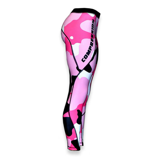 Ladies Camo Compression Leggings - Pink Camo