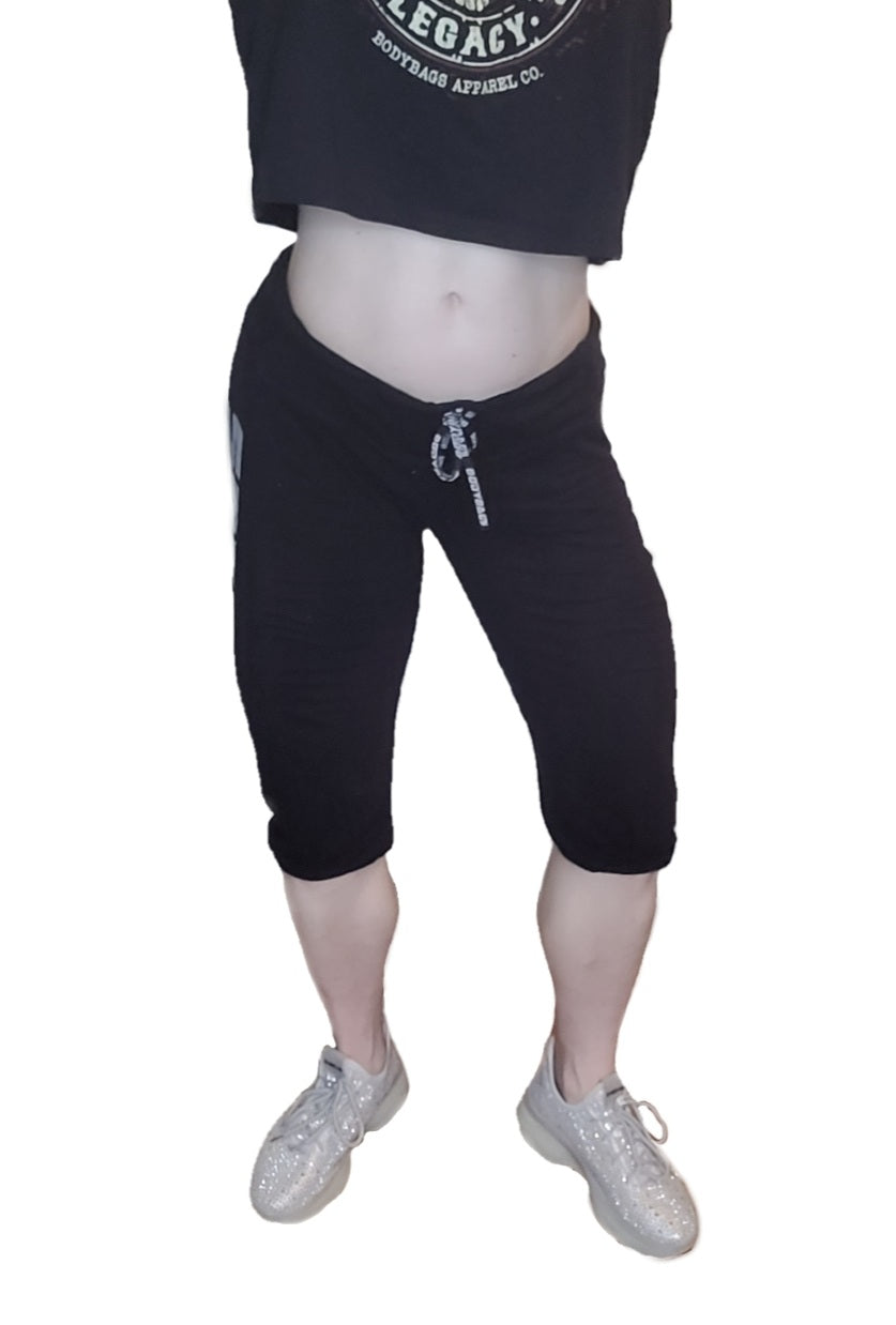 Ladies Drawstring Capri Sweats - Black