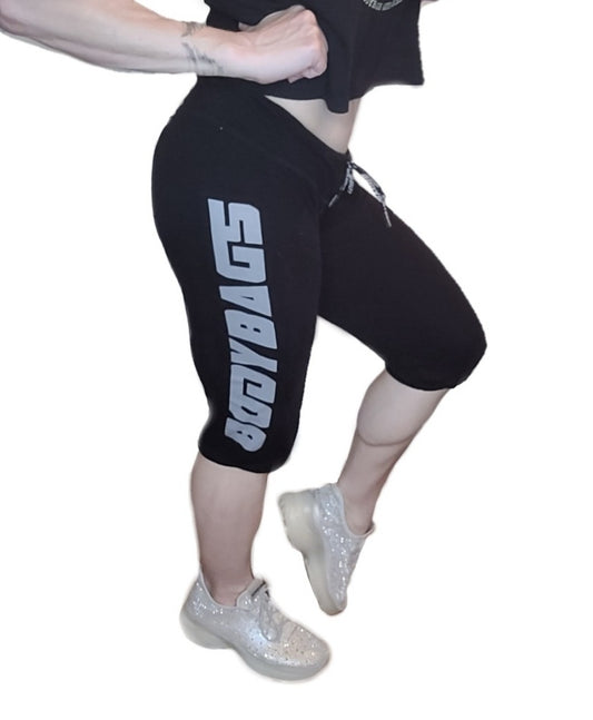 Ladies Drawstring Capri Sweats - Black