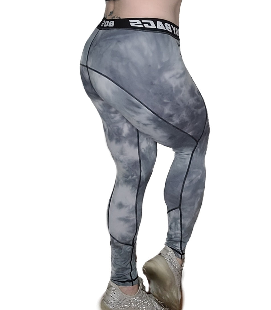 Ladies Tie Dye 7/8 Cut Leggings - Smoke Gray