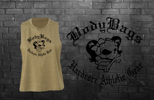 Female Skull Bodybags Logo - Ladies Racerback Crop Top Tank