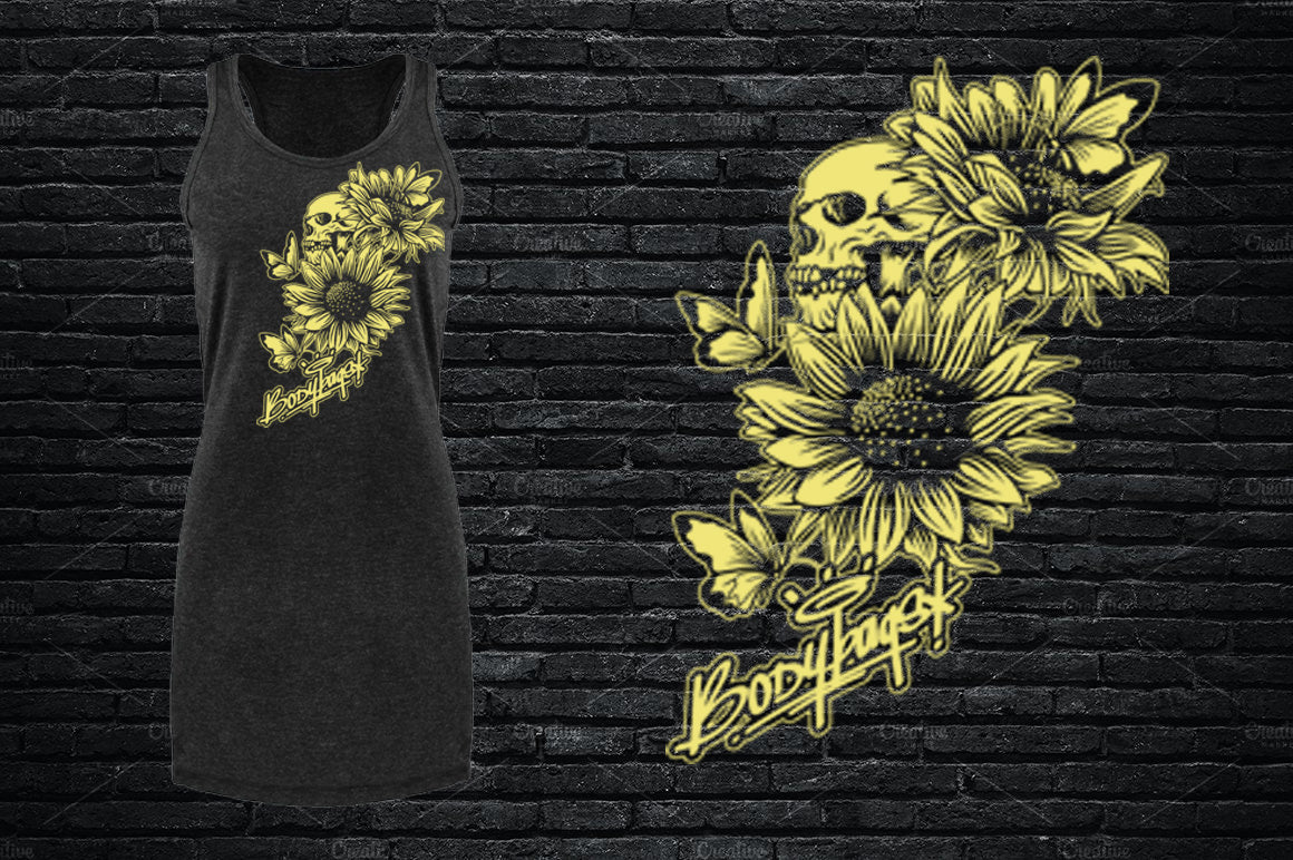 Skulls & Sunflowers Ladies Tank Top Dress
