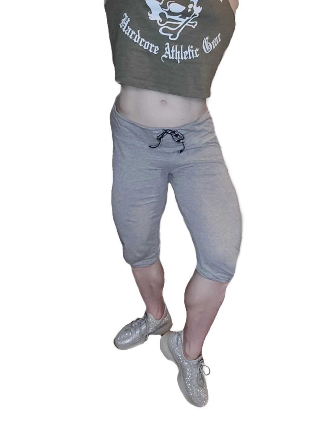 Ladies Drawstring Capri Sweats - Gray