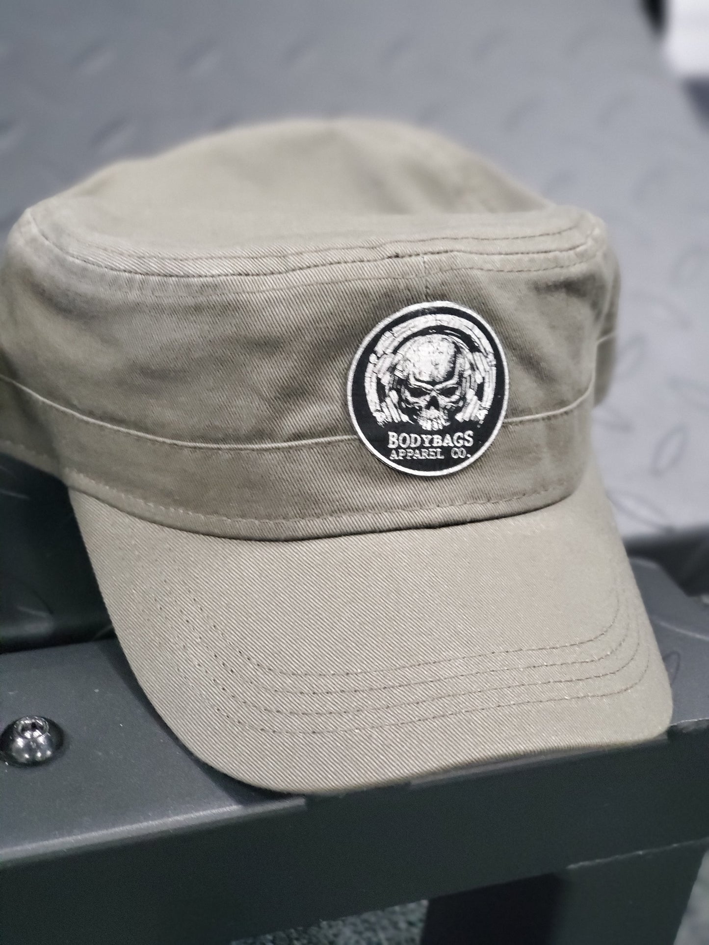 Flat Top Fidel Hat - Olive Green w/Black Patch