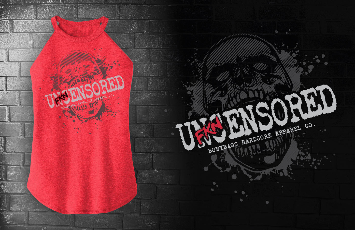 Un FKN Censored - Ladies Rocker Tank - Red